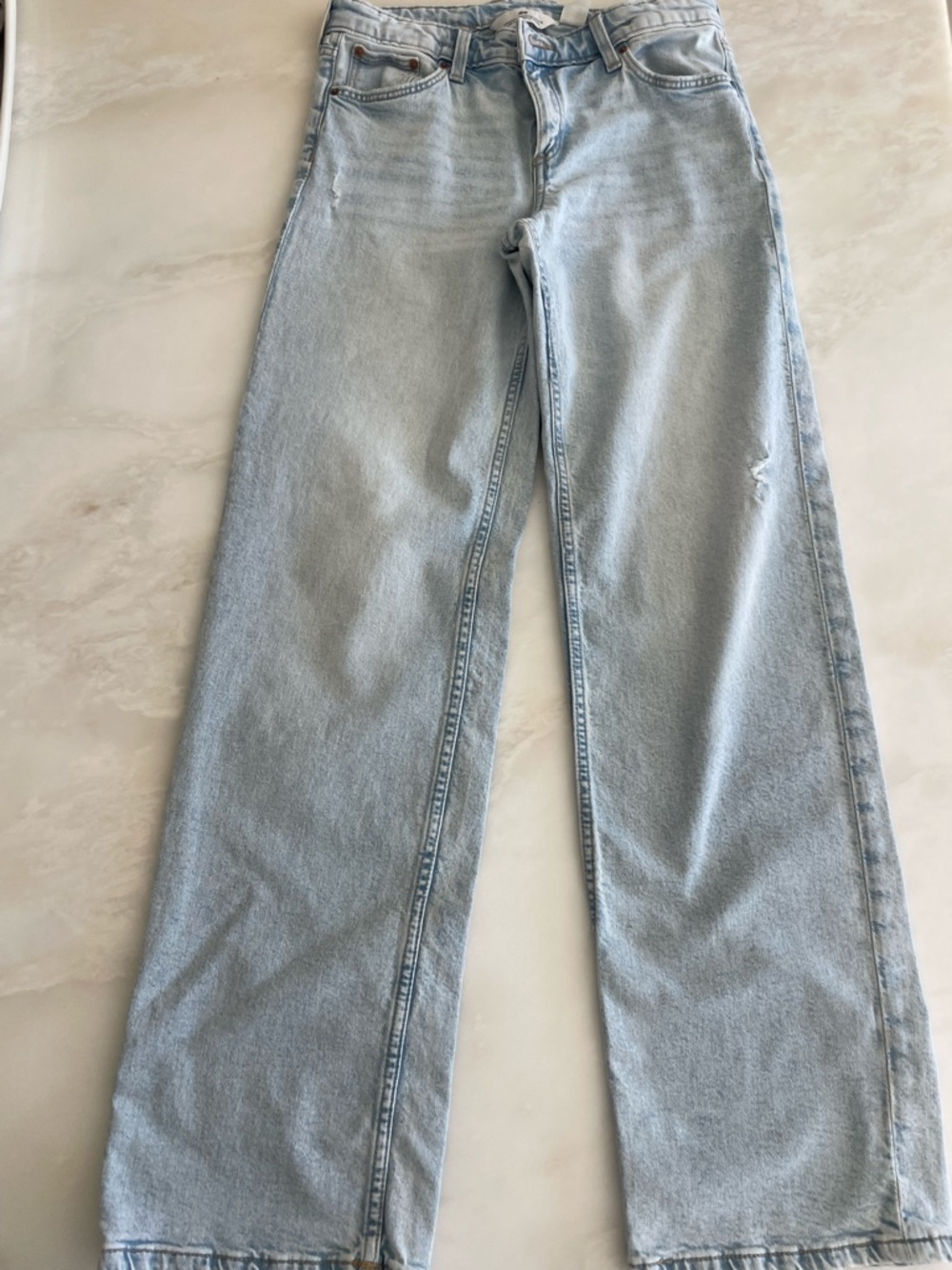 H&M Light Blue Girls Straight Leg Low Waist Jeans-Size 20 (14y+)